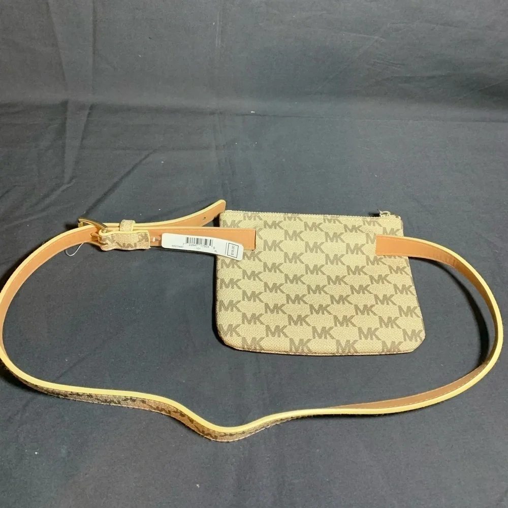 MK monogram synthetic leather pouch with belt new with tag
